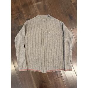 Vintage Men’s Patagonia Ribbed Drivers Knit Zip Up Sweater 90s Sz M Brown RARE